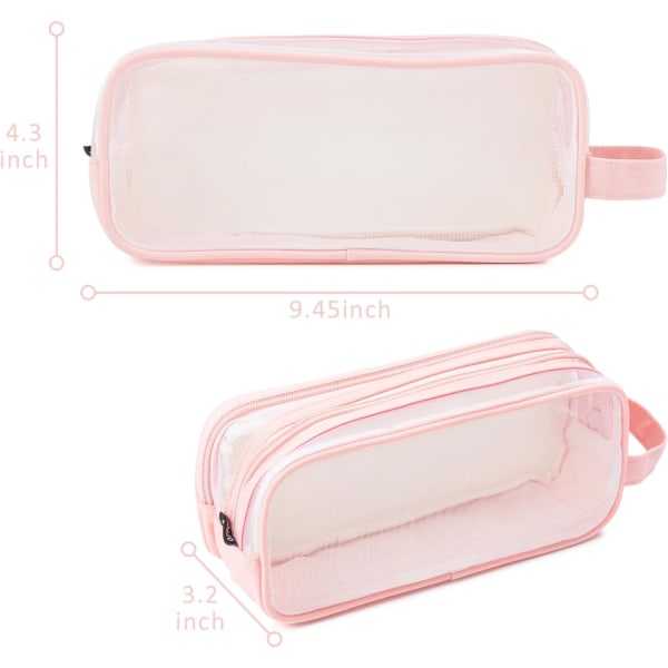 Pink School Pencil Case, School Supply, Transparent Pencil C