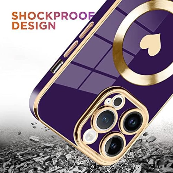 Magneettinen iPhone 15 Pro Max -kotelo [Yhteensopiva Magsafen kanssa] Söötti Rakkaus Luksus Päällysteinen Reuna Puskuri Kotelo Täydellä Kameralla