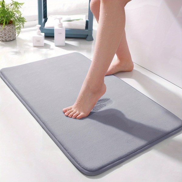 40 x 60 cm, Grey Memory Foam Bath Mat, Extra Soft Non-Slip Bathroom Mat, Water Absorbent Bath Mats f