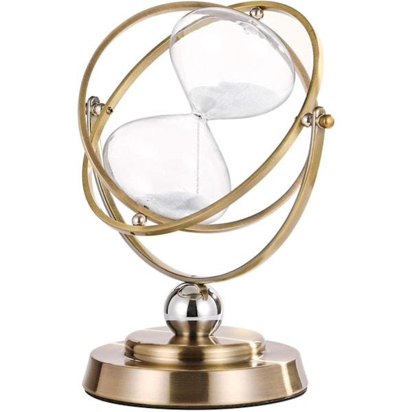 Mässing Timglas Timer 60 Minuter, Antik Roterande Klocka, Metall Sand Klocka 60 Min, Glas White Sand
