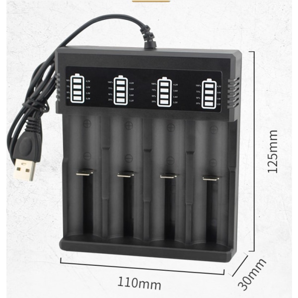 Universell LED-batteriladdare 21700 batteriladdare 4 fack för 22670 22650 21700 20650 18650