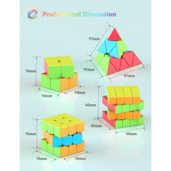 [4-pack] Speed ​​​​Cube Set, Speed ​​​​Cube 2X2 3X3 4X4 Pyramid