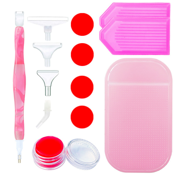 (pink) 12cm, DIY Diamond Painting Tools Kit 5D Diamond Painting Resin Pen with 6 Replaceable Drill Bit