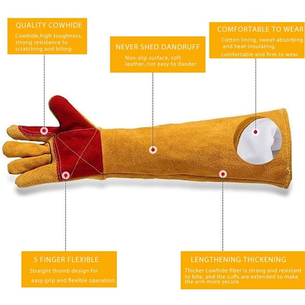 60cm bittresistente hansker for håndtering av dyr - Anti-bite W