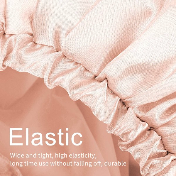 1 stk ensfarget polyester oversized dusjhette, sløyfe dobbeltlags gjenbrukbar dusjhette, Pink