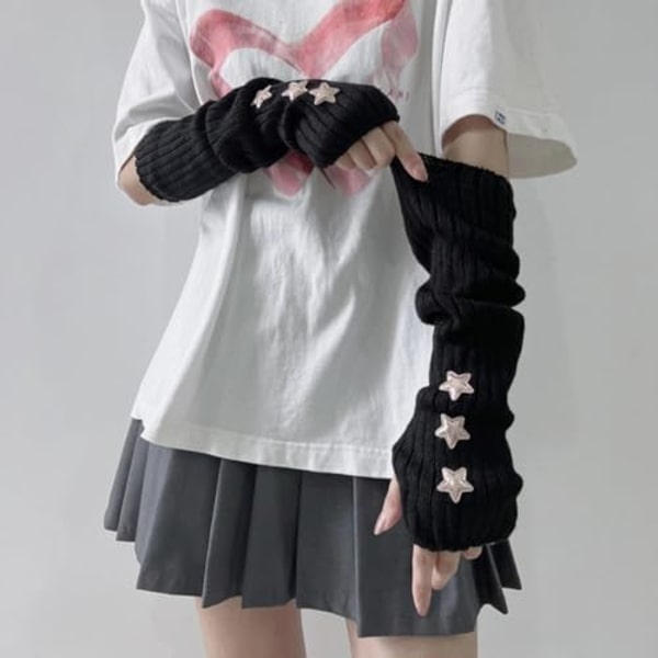 Söta Y2K Stjärnarmvärmare Kawaii Halvfinger Söta Accessoarer för Tonårsflicka Handske Gyaru Harajuku Armhylsa