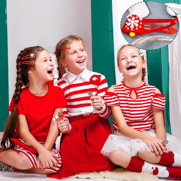 Julklipp, 10 stycken hårtillbehör Barrettes Jul