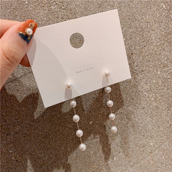 Perleøredobber for kvinner 14k gull perle dråpe dinglende øredobber hvite justerbare nette boho perle dusk øredobber statement bryllup brude øredobber som G