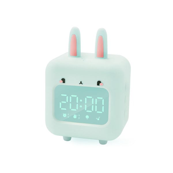 Lysende barnevekkerklokke kanin, LED digital vekkerklokke nattlys for jenter gutter dag natt