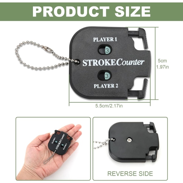 2 stk. Golf Score Counter, Golf Slag Counter Mini Golf Score Slag Counter med hængende kæde Sport