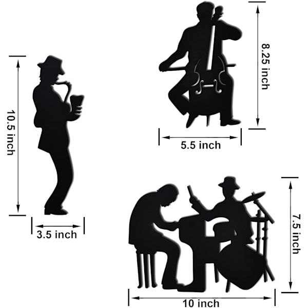 Musik Metal Silhouette Musik Metal Vægdekoration Saxofon Væghængende Cello Vægkunst Jazz Tromme Vægdekoration til Stue Soveværelse Kontor Ophæng
