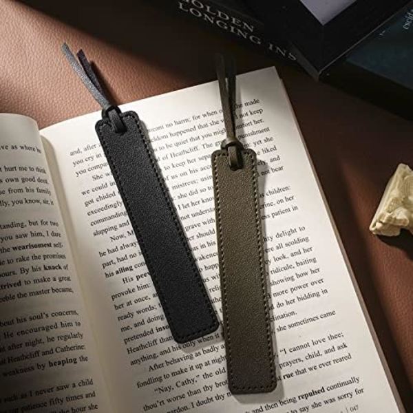 13x2,4 cm 4 kpl Nahka Kirjanmerkkejä, Klassinen Ommeltu Kirjanmerkki, Kirjanmerkkejä Nahkahihnalla, Sivunmerkinnät Lukemisen Lahjat