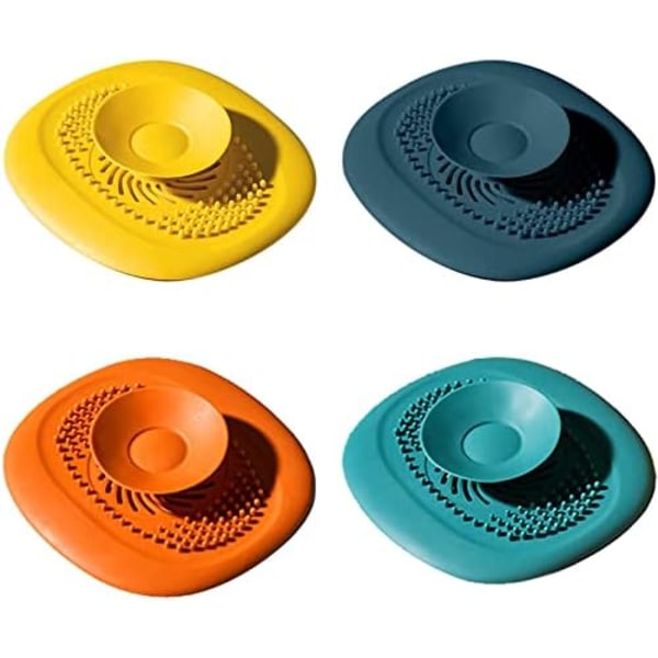 (10×10.5×2cm) 4-pakks Silikon Avløps Plugger, Universell Badekar Plugg for Badekar, Beskyttelsesfilter for Gulv, Vaskerom
