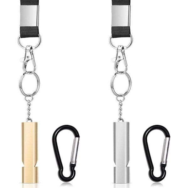 2 stk Høylydte Sikkerhetsoverlevelsesfløyter med Karabinkrok og Lanyard for Utendørs Vandring, Jakt, Camping, Fiske, Kajakkpadling