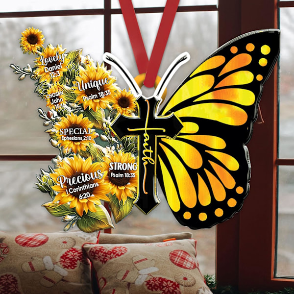 (Solsikke) Akryl Tara Taka Butterfly Kors Kristent 2D Flad Bil Bakspejl Tilbehør Chri