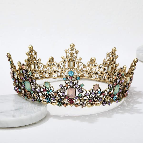 Juvelprydd barock drottningkrona strass bröllopskronor och tiaror