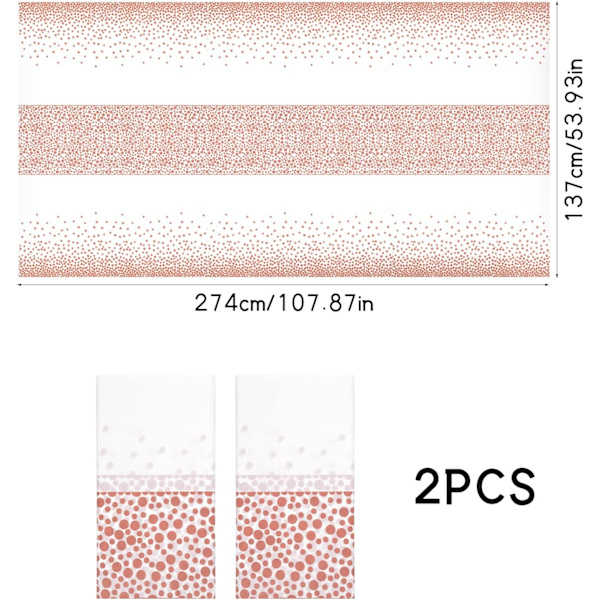 2 kpl muovisia pöytäliinoja, pilkullisia pöytäliinoja, pöytäliinoja pöydille