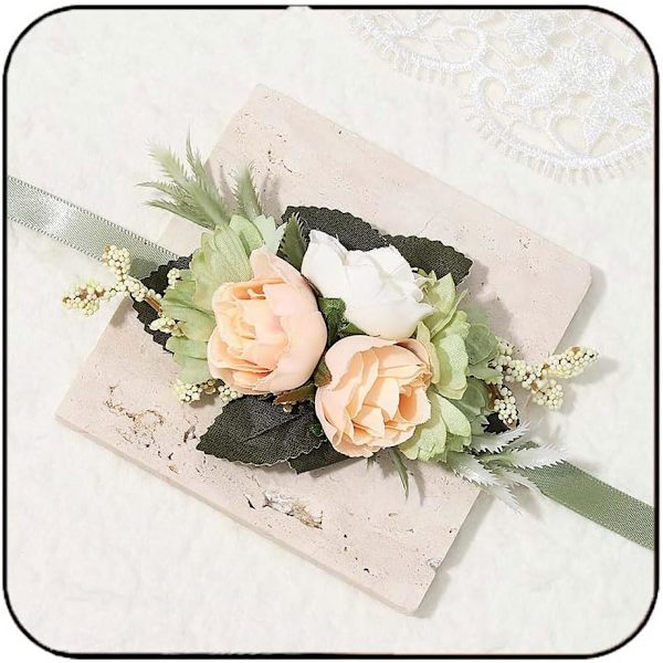 (champagne)Ros Bröllop Brud Handledskorsage Brudtärnor Röd Handled Blomma Blomsterflicka Hand Blomsterdekoration