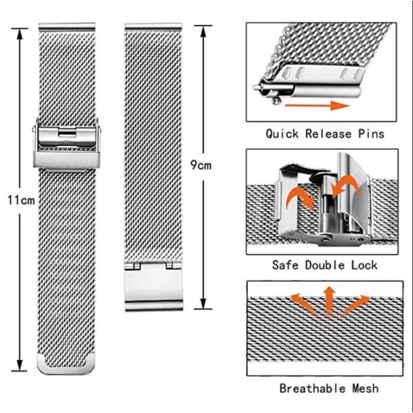 Armbandsband i Mesh av Rostfritt Stål Snabbkoppling Herr & Dam 12-