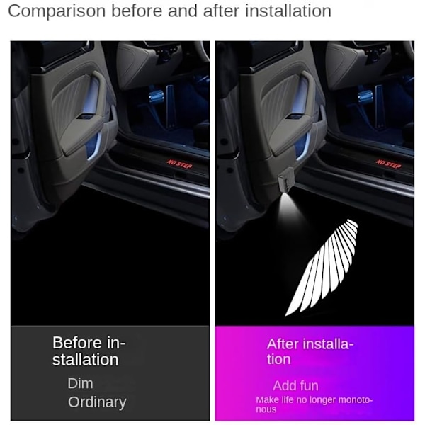 2 kpl Auton LED Enkelinsiipi Auton Oven Valo Logo Projektori Automerkin Logo Auton Oven Valo LED Aavevarjo Valoprojektori Ei Tarvetta Rei'itykselle Asennus