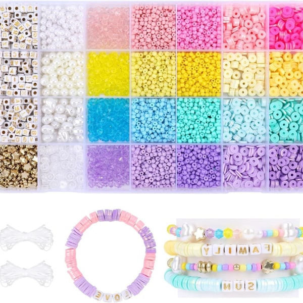 6600 st Clay Beads Armbandstillverkningssats 3 mm 23 färger rispärlor