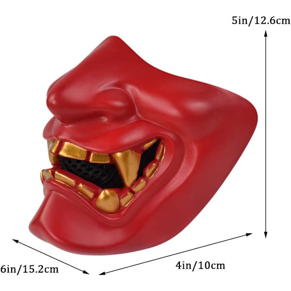 Airsoft Halvmasker, Evil Demon Monster Kabuki Samurai Hannya Oni Skyddande Halvmasker Maskerad Ba