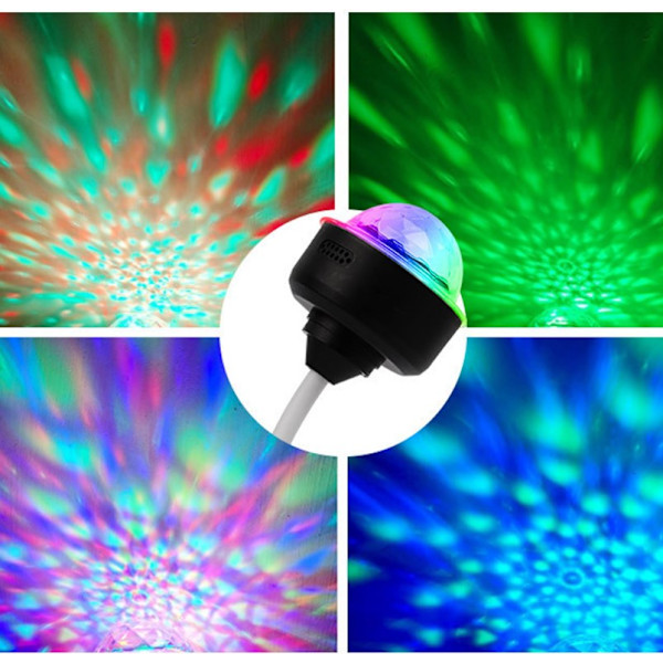 2 stk. Mini Disco Ball med nattlys, USB-bilens omgivelseslys musikkstyrt stroboskopisk magisk ball wit