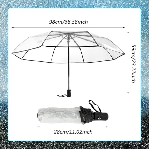 2 Automatisk sammenklappelig gennemsigtig paraply, automatisk åben lukket transp