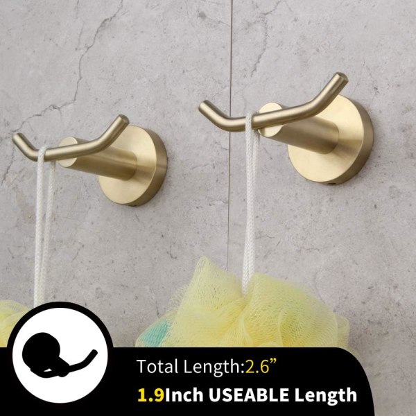 Gold Pack of 2 SUS304 Stainless Steel Double Layer Bath Hood Hook Towel/Bathrobe Hood Hook Kitchen H