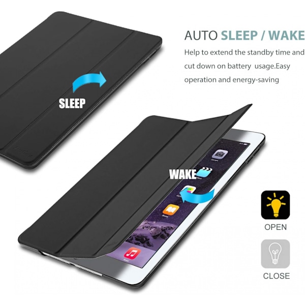 Smart Case for iPad Air 2, Ultratynn og Lett Stativ Beskyttende Deksel for iPad Air 2nd Black