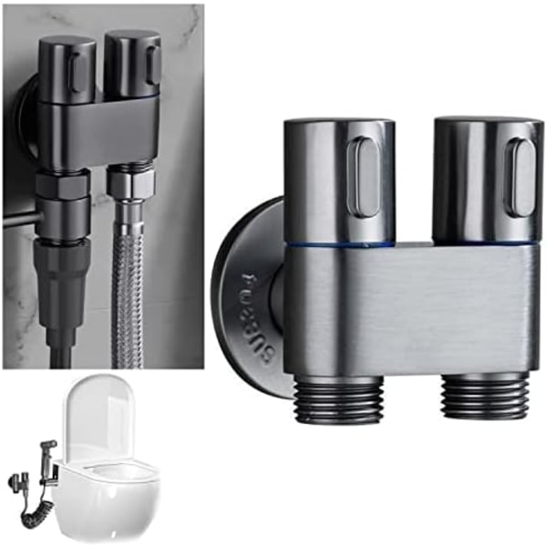 1-In-2-Out Dobbelkontrollventil, 2023 Ny Håndholdt Bidetspray for Toalett, Mini Toalettkran Spraysett Butt Washer,