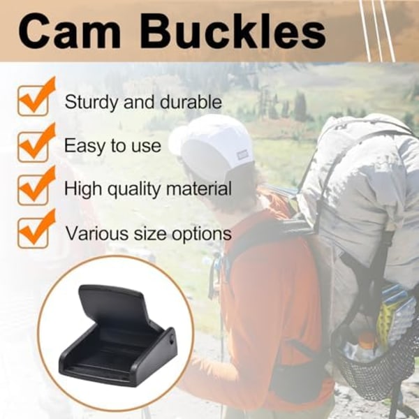 3,8 cm 10 kpl Mustat Cam-Soljet, Muoviset Vaihtolukko-Soljet Lemmikkieläinten Rinnanympärysliiviin, Auton Katto-Kassiin, Reppuun, Matkatavaroiden Hihnat, Be