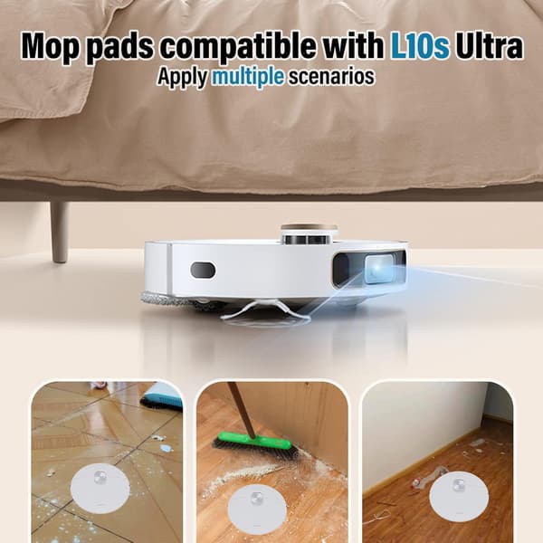 6 stk Ultra Våte Moppputer for L10s Pro Robotstøvsuger L10s Pro, Roterende Moppputer, Mikrofiber Moppputer for R