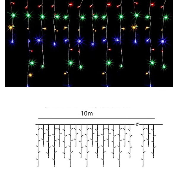 Jule LED-lyskæde gardin 10m 300 LED'er julelys