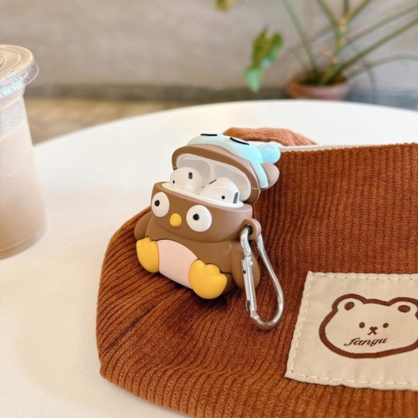Sött Kawaii-fodral för AirPods 4, Skal Kompatibelt med AirPod 4:e generationen 2024, Roligt Uggla Stöttåligt Skyddande Hörlursfodral för Air pods 4 Ge