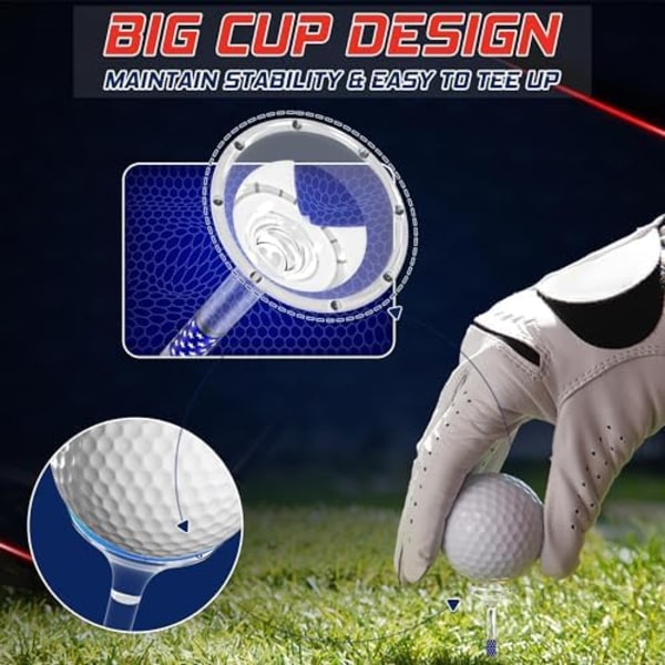 Golf Tees, Golf Tees 3 1/4'' Ubrækkelige Transparente Akryl, Plastik Golf Tees Reducerer Sidespin & Friktion, Lange Golf T