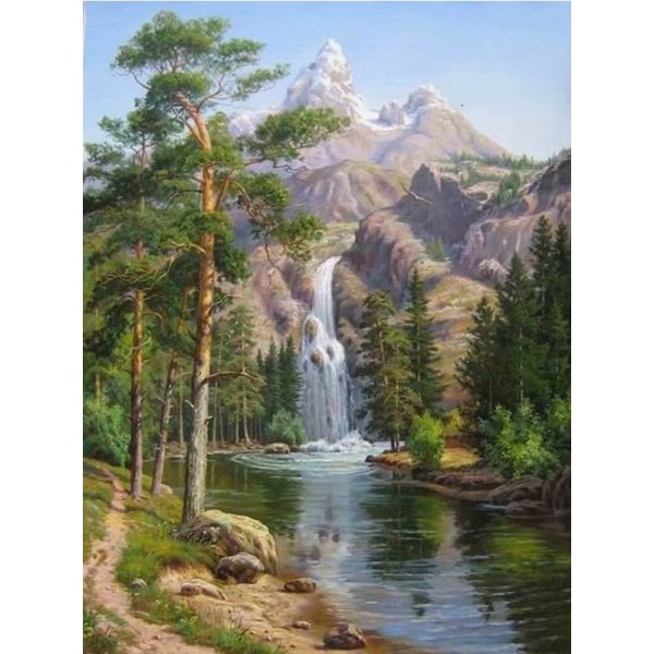 30 × 40 Haute montagne cascade rivière diamant peinture (30 * 4