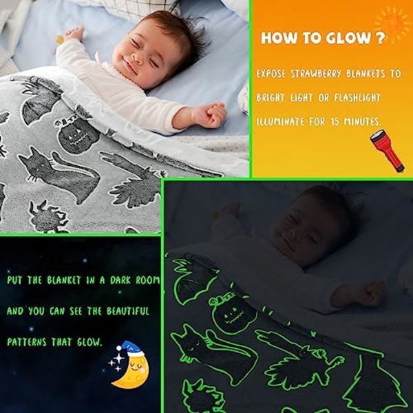 Kasttæppe til Børn Blødt Fleece Tæpper Sort Kat Halloween Kasttæppe