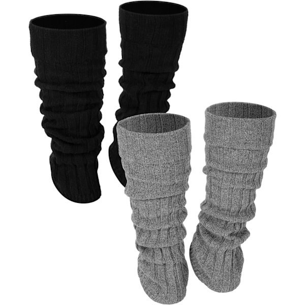 2 Par Wool Stickade Långa Benvärmare Vinter Varma Långa Stövlsstrumpor Extra Mjuka Stickade Virkade Långa Strumpor för Kvinnor Flickor