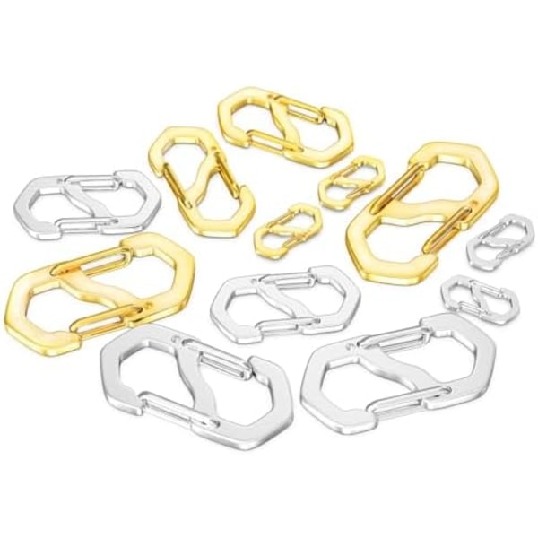 12 st 3 Storlekar Dubbla Öppningshalsband Förkortare Hummerlås Halsbandsspännen och Stängningar, Armbandskonnektor Rostfritt Stål