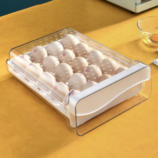 1 stk. plast eggboks, 20 egg kjøleskap eggboks, Deecam stabelbar tra