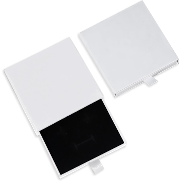 Vit 1 st smyckeskrin presentförpackning papper smyckesdisplay presentask 9*9*1.7cm/3.5*3.5*0.6in liten presentask f