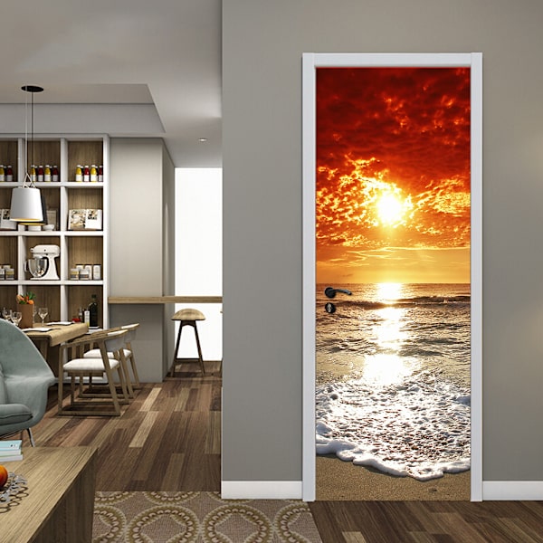 StyleP 77x200cm 3D Dørklistremerkelapp Vinkjeller Fotomural Trom