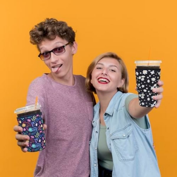 3 kpl Uusiokäyttöisiä Jääkahvihihoja - Eristys Kylmille Juomille, Neopreenikupinpidin Starbucksille/Dunkin Kahville, Mor