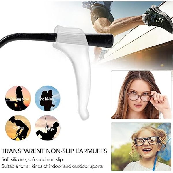 Par, Transparent Glasögonhållare Halkfria Glasögonstoppar Örongrepp Fäste Glasögontillbehör Silikon Glasögon Öronkrokar Halkfria Ärmar