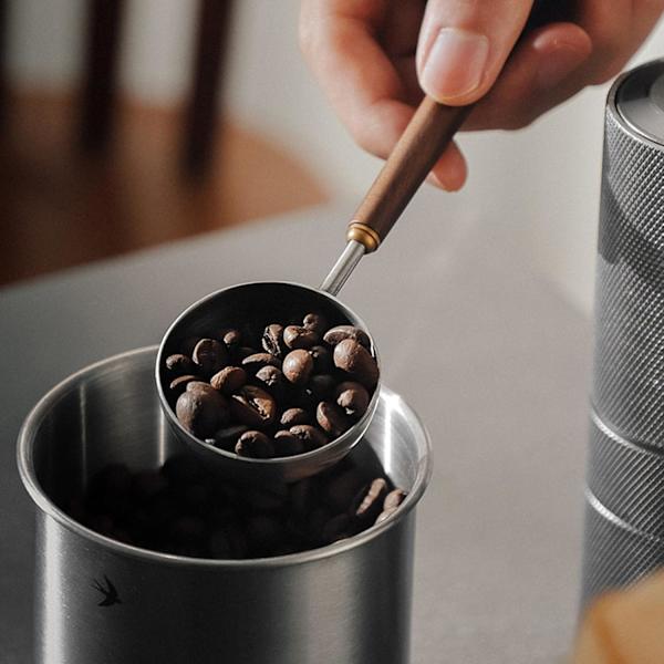 1 stk Kaffeske - Vintage Valnødtræhåndtag, Rustfrit Stål Kaffeskovl, Rustfrit Stål Teskovl og Krydderi Sp