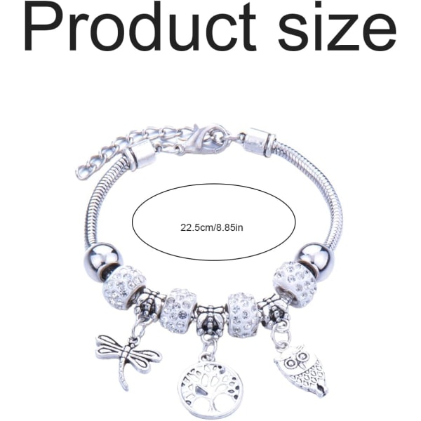 2-pack armband för kvinnor, länkarmband i rostfritt stål med pärl- och kristallhängen för din