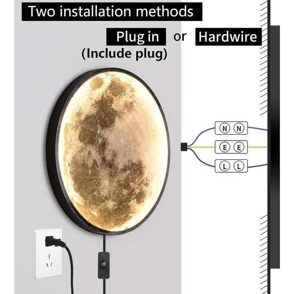 Himmennettävä kuu seinävalaisin pistoke moderni LED seinävalaisin kaukosäätimellä