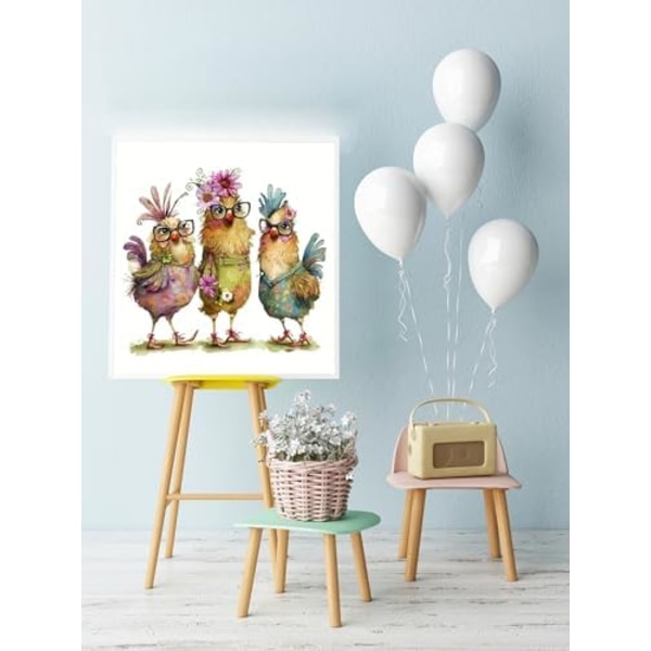 5D Hen Diamond Painting -sarjat Aikuisten Aloittelijoille, DIY Kana Diamond Art, Täysi Pyöreä Timantti Piste Gem Art -sarjat, Koti