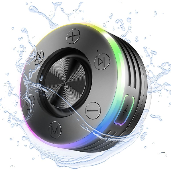 1 stk. Bluetooth Dusjhøyttaler IPX7 Vanntett + Bluetooth 5.2 + Håndfri Oppringing + FM Radio Minihøyttaler for Bad, Fest, Utendørs Reise